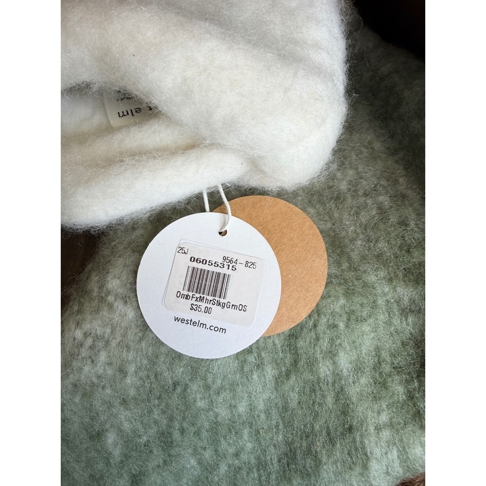 West Elm Green Ombre Faux Mohair Christmas Stocking 9564-825 NEW - Picture 5 of 7